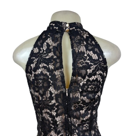Julia Jordan Black & Nude Women’s Floral Lace Jumpsuit Halter Neck Sz 12 - Picture 6 of 13